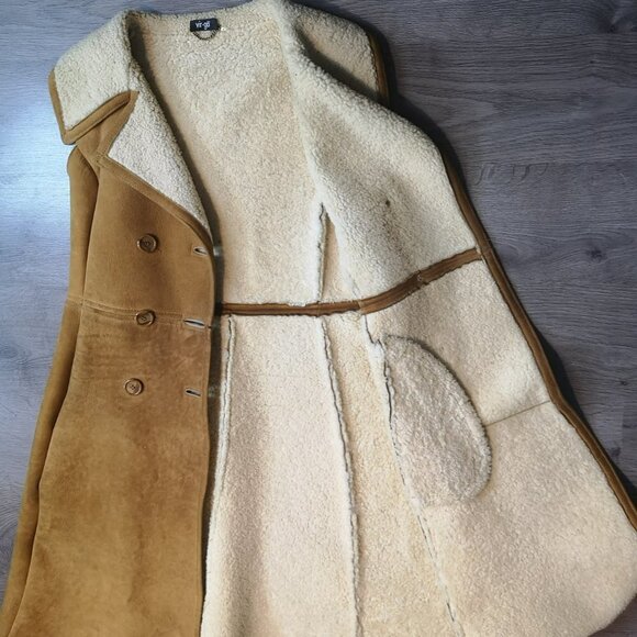 Y2K Vintage Sheepskin Shearling Sleeveless Waist Coat Vest - Picture 3 of 14